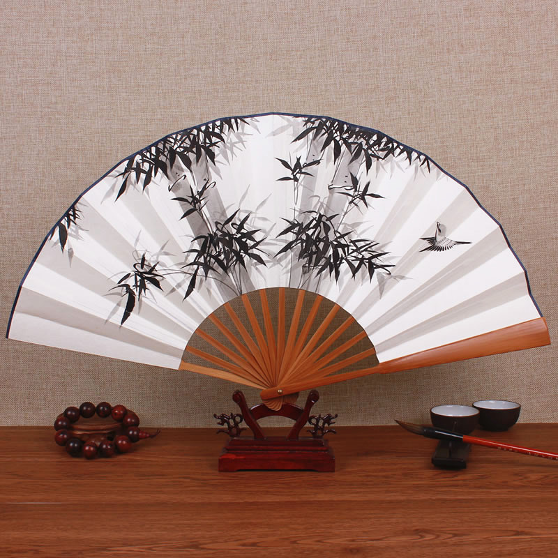 10 inch blank fan hand-painted rice paper ancient style folding fan white paper fan Chinese style men's calligraphy painting diy summer