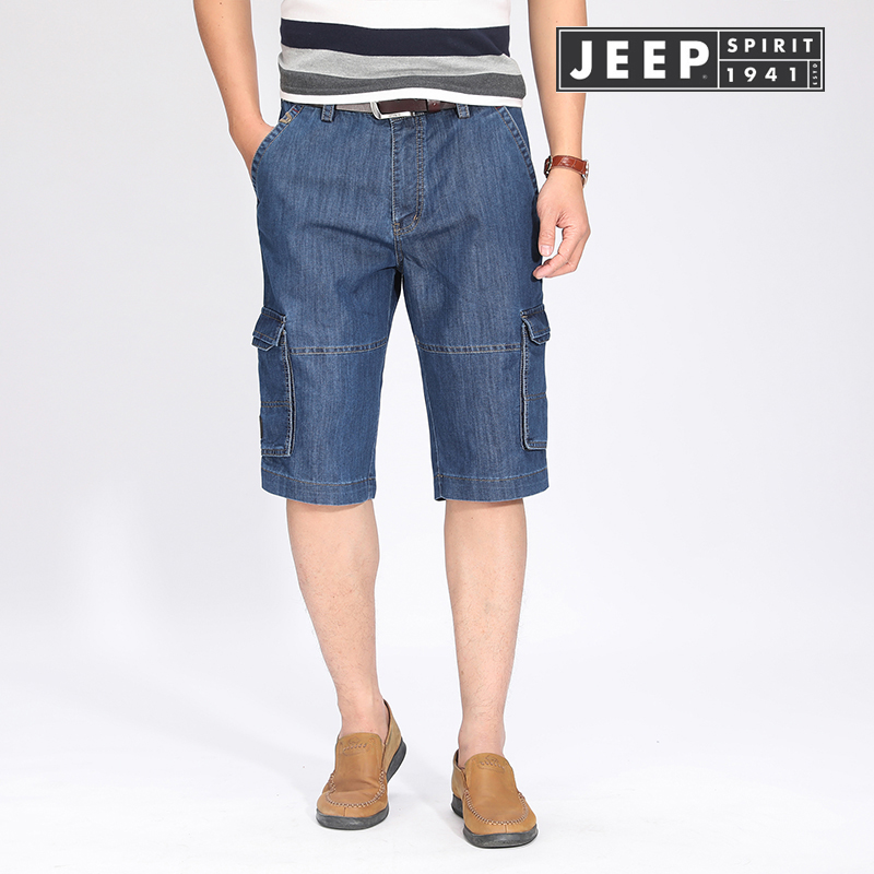 JEEP đa túi overalls nam 2018 mùa hè jeep shorts lỏng giản dị 5 điểm jeans phần mỏng quần quân sự