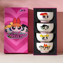 Powerpuff Girls Ceramic Bowl Cute Tableware Set Cartoon Pattern Rice Bowl Home Gift Box Porcelain Bowl