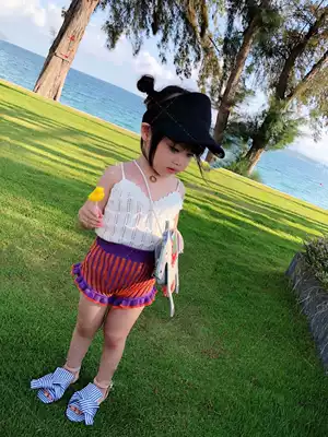 NANI WLQ children's clothing summer New Girl white knitted sling small children female treasure wild shorts set