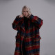 Autumn and winter new women's British college style super long retro plaid woolen coat woolen coat loose thickened winter