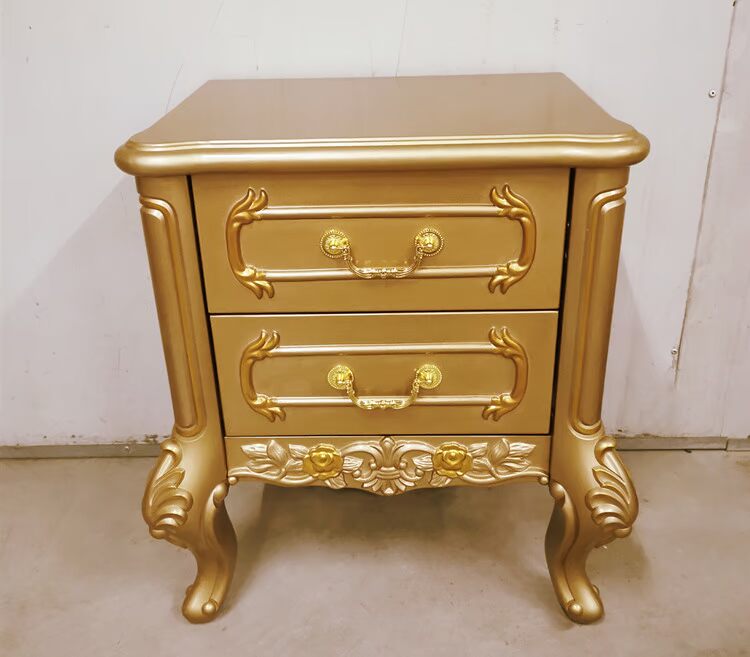 Continental Hoa Kỳ vẫn còn khắc gỗ đầu giường đầu giường màu trắng nhỏ gọn đơn giản châu Âu sang trọng nhỏ tủ đầu giường sâm banh vàng - Buồng tủ xếp quần áo