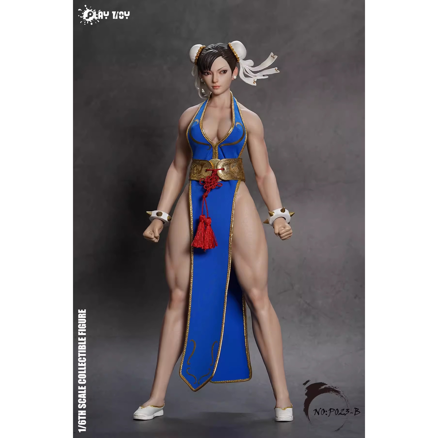 现货PLAY TOY 1/6可动人偶格斗女神2.0春丽P023A黑衣B蓝衣：格斗女神的