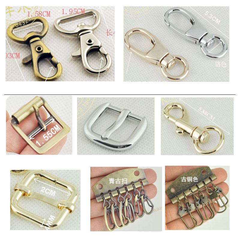 Luggage accessories Handmade DIY key platoon metal hanging buttoned with buttons Japanese character button metal hook fastening bag with buckle