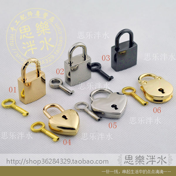 High-end Luggage Lock Accessories Ornament Lock Decoration Lock Five Gold Accessories Key Lock Small Padlock Five Gold Accessories