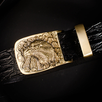 Eagle copper buckle smooth buckle belt male young and middle-aged crocodile leather leather business belt retro Chinese style