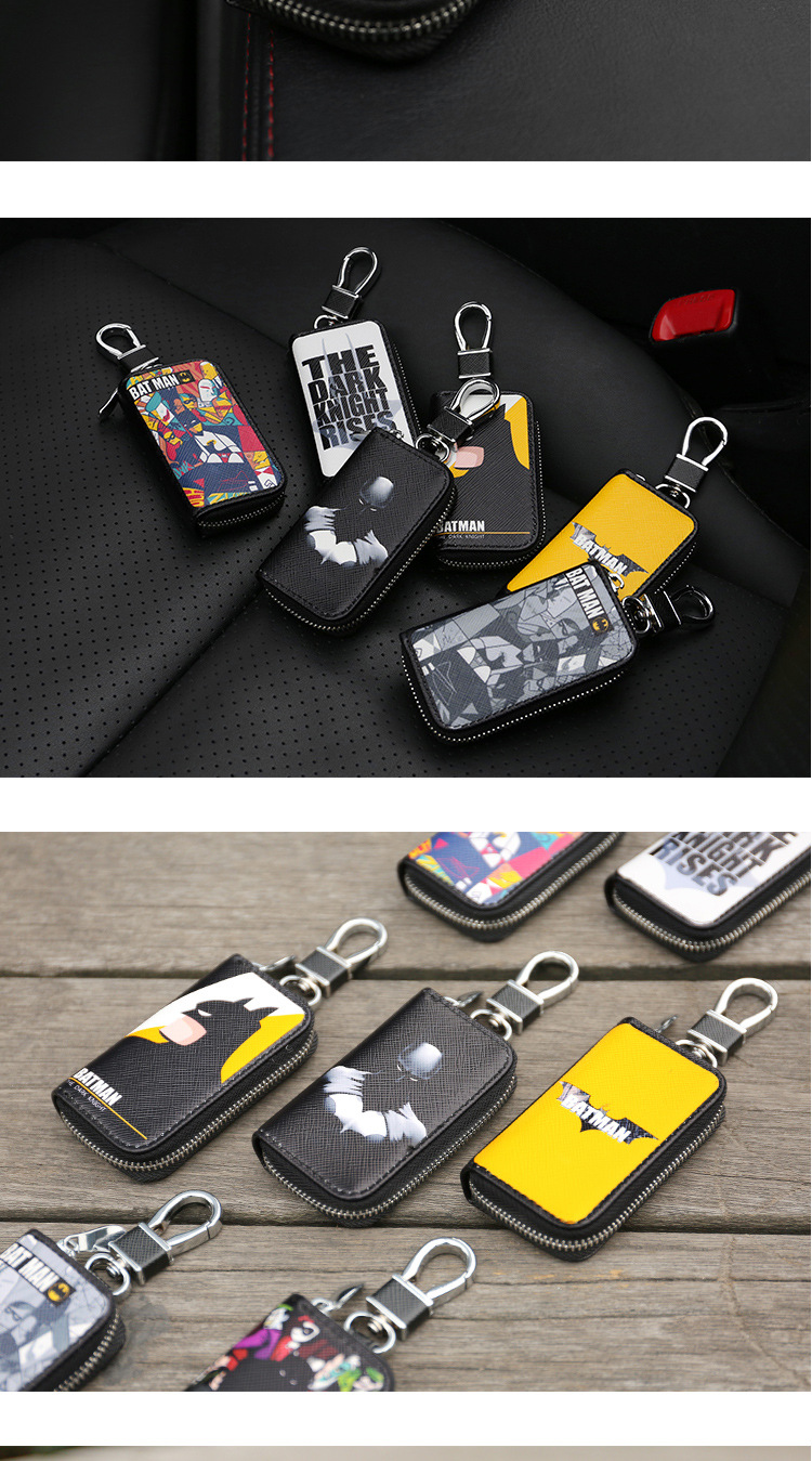 Anime nóng xung quanh phim hoạt hình sáng tạo truyện tranh Marvel DC vẽ tay gió Batman PU xe chìa khóa túi móc khóa những hình dán cute
