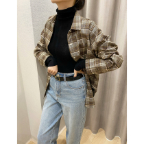 Mud brothers shop special British tone check shirt Wild autumn and winter thin warm top base coat