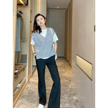 Mu Ges shop can wear niche accent-style wide-legged Bell-bottom pants for four seasons