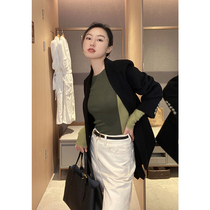 Mud brothers shop stitching Yangtze yarn exclusive custom fashion sense color matching bottoming shirt