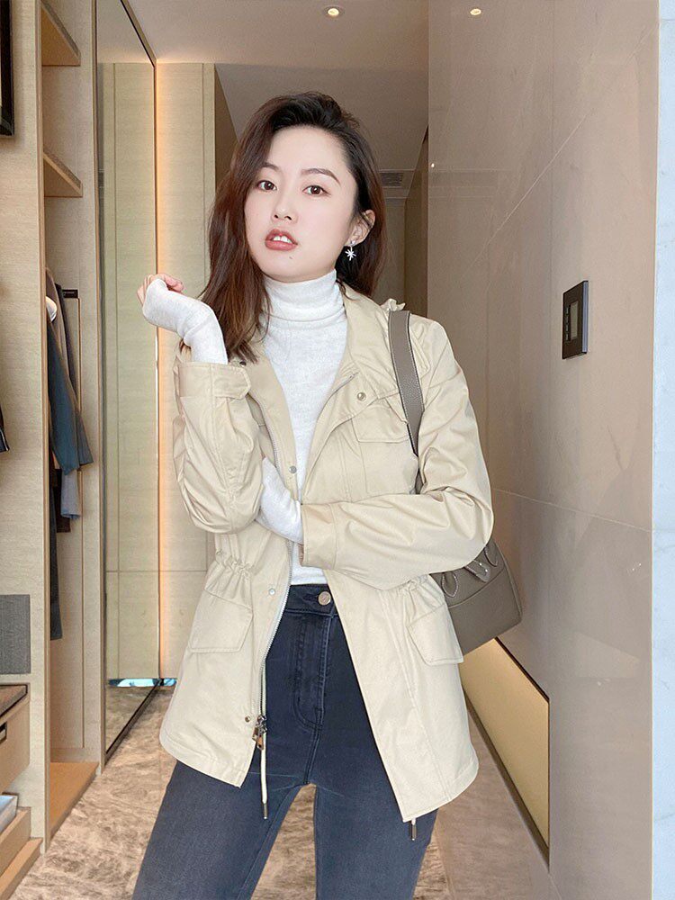 Mud brother's shop windproof hooded jacket Japan imported windbreaker fabric anti-wrinkle high collar drawstring tooling