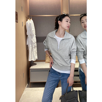 Mud brothers shop sports style casual zipper sweater high end cotton feel silhouette top