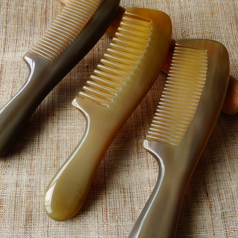 White water horn massage comb thickened non-hot pressing straight roll universal does not hurt the scalp Wide tooth meridian comb can be lettered special offer