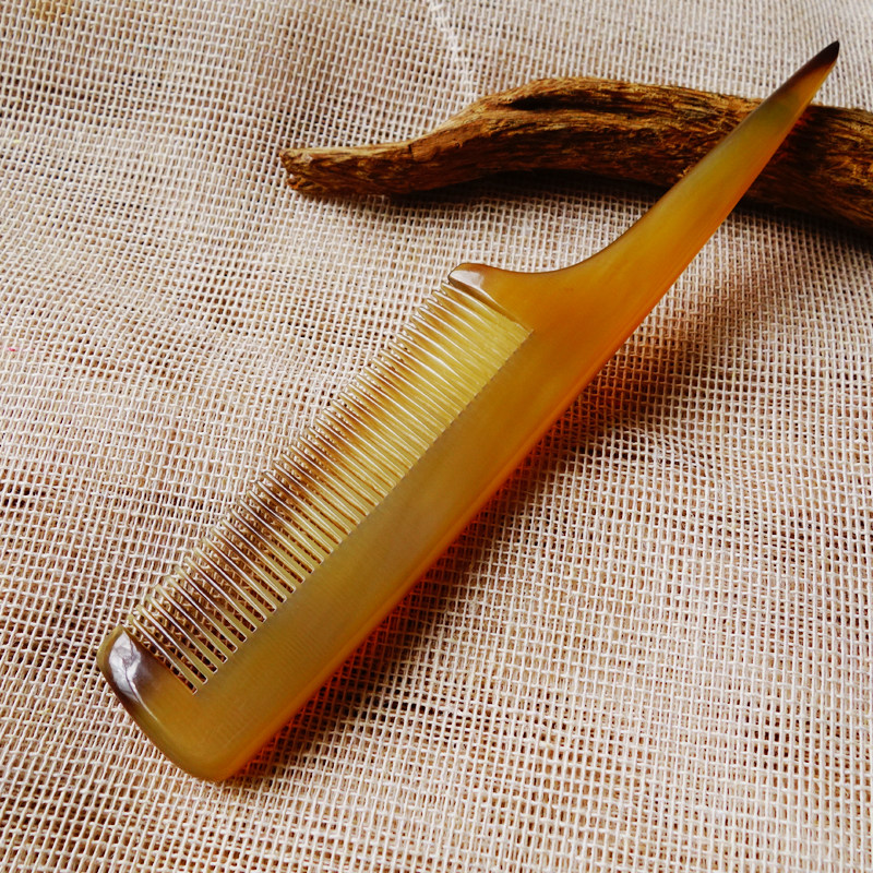 White buffalo horn branching comb female household pointed tail hairdressing hairdressing anti-static comb fine-toothed dense comb hair comb long hair