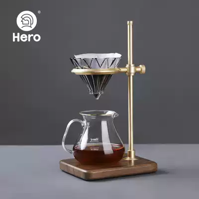 Hero Coffee Hand Punch Holder Coffee Filter Cup Holder Brass Walnut Retro Hand punch Holder Drip Coffee holder