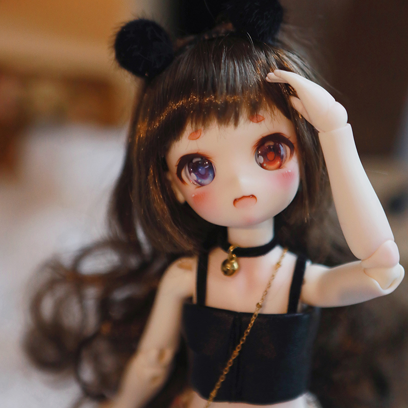 DollZone black cat 6 points BJD doll DZ official original two dimensional little witch SD doll model full set