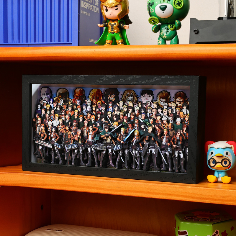 Attack on Titan Family Portrait 3D Pop-Up Painting Mikasa Eren Anime Fan Merchandise Display Stand Handmade Birthday Gift