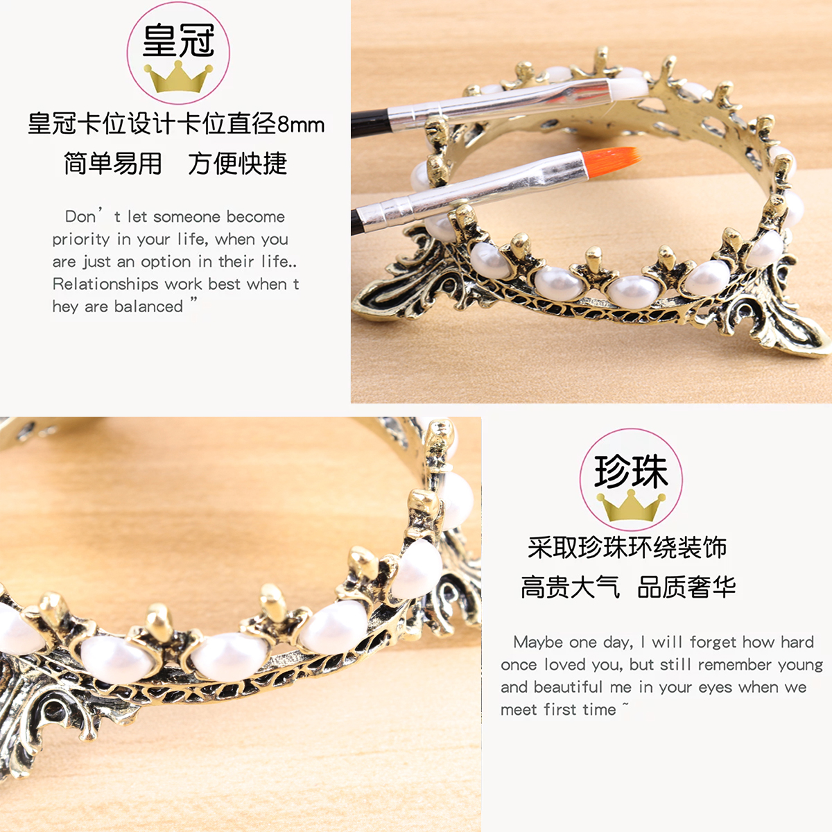 Dụng cụ làm móng tay Nhật Bản Bút chủ Nhật Bản Vintage Pearl Crown Pen Pen Cổ điển Vàng và Bạc Quang trị liệu Keo Bút Bút - Công cụ Nail máy mài móng