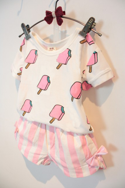 Cô gái thời trang giản dị popsicle ngắn tay t-shirt top phim hoạt hình thủy triều phần 2018 mùa hè ăn mặc đồ cho bé gái