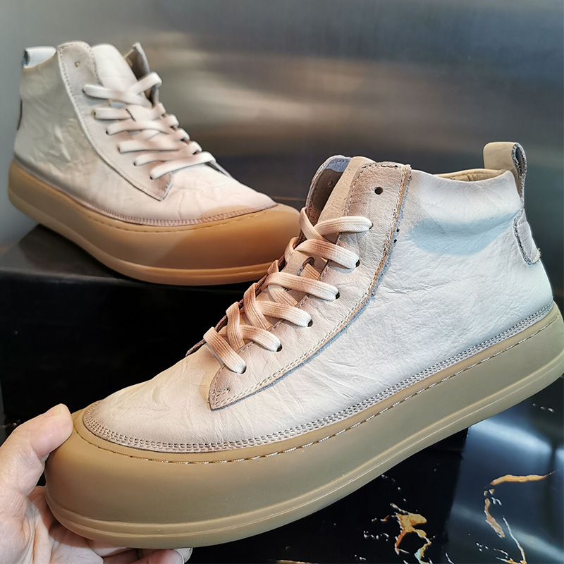 Day Series Retro Headlayer Bull Leather Martin boot male high cylinder wave shoes 100 lap flat-bottomed tooling Leisure mid-cylinder short boot male boot