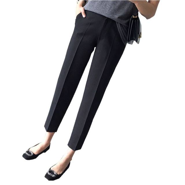 Chic suit trousers women's spring nine-point pants straight leg small feet high waist casual large size slim suit trousers cigarette pipe harem pants