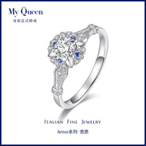 Mankun fountain diamond ring flower group inlaid blue treasure marriage ring custom carat diamond girl ring gia naked stone