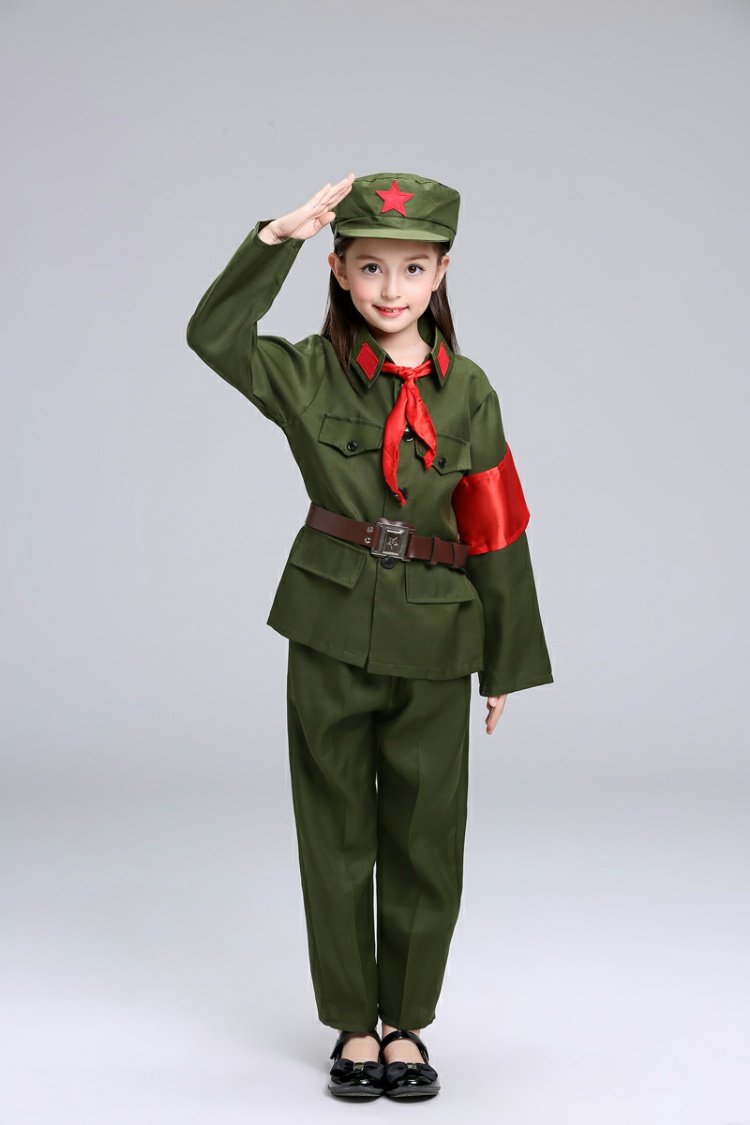 Người lớn trẻ em nhỏ màu đỏ trang phục quân đội tám chiều quân đội bảo vệ đỏ quần áo chống giải phóng mũ quần áo hiệu suất quần áo nam nữ quần áo bé gái múa ba lê