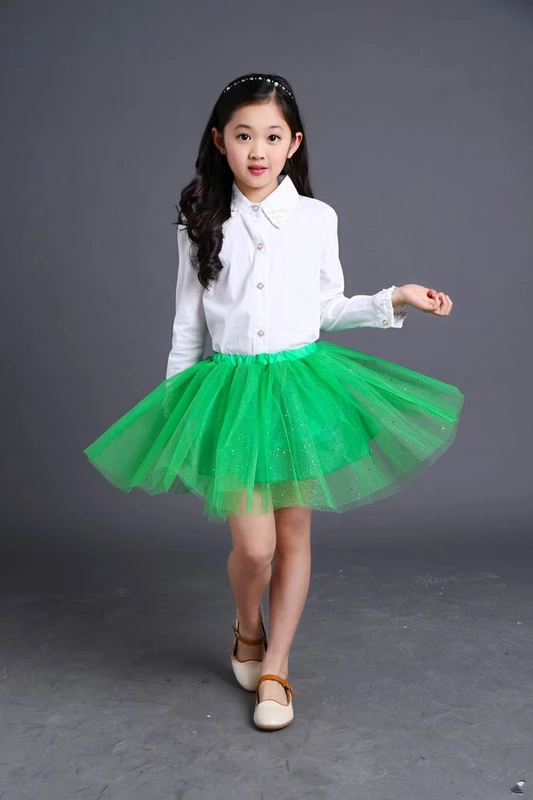 Quần áo trẻ em cô gái công chúa váy pettiskirt hiển thị quần áo khiêu vũ váy ngắn váy lưới trẻ em pha lê