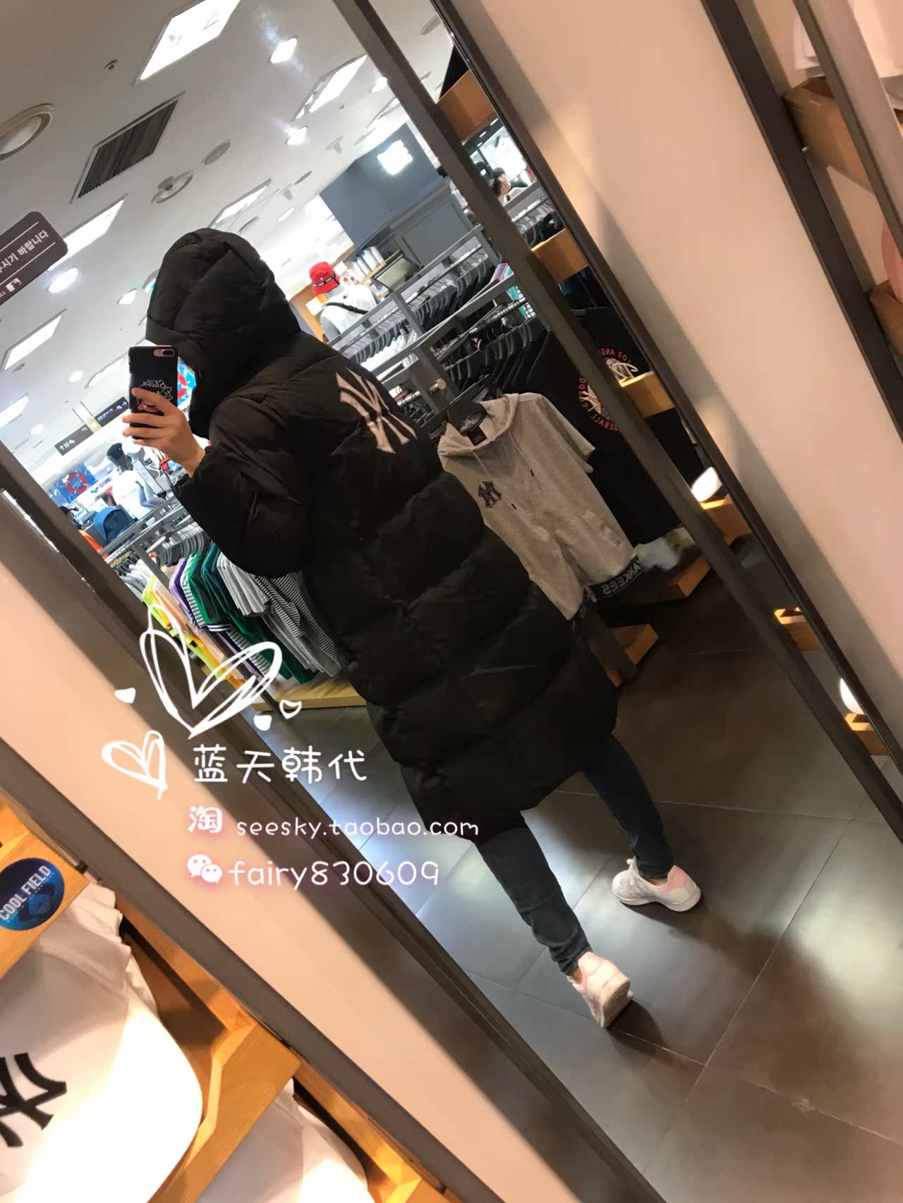 MLB Hàn Quốc mua đàn ông và phụ nữ DJ01 với cùng một chiếc áo khoác dài thể thao giản dị NY Yankees áo phao nhung