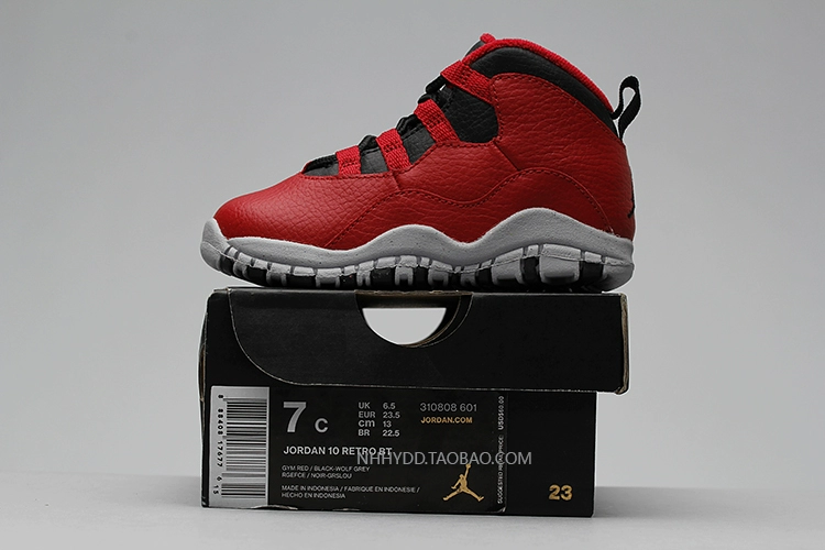 哄哄 Giày dép trẻ em Air Jordan 10 AJ10 giày trẻ em màu đỏ lớn 310807-310808-601 - Giày dép trẻ em / Giầy trẻ