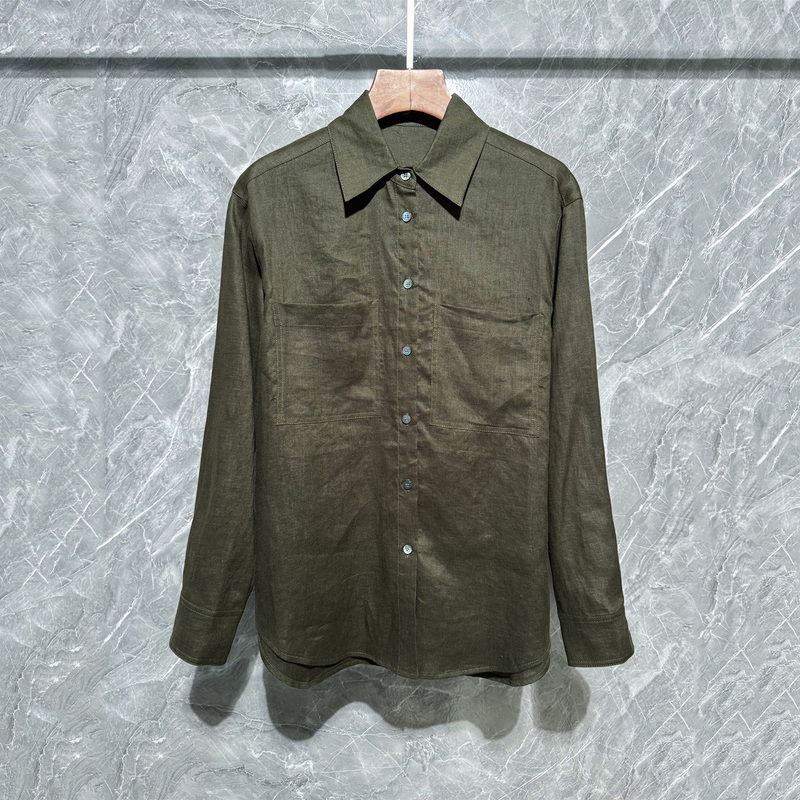 High-End Retro Relaxed High-Thread-Count Linen Collared Shirt for Women, Long-Sleeved, Loose, Lazy Style, Commuter Top for Autumn High-End Retro Relaxed High-Thread-Count Linen Collared Shirt for Women, Long-Sleeved, Loose, Lazy Style, Commuter Top for Autumn