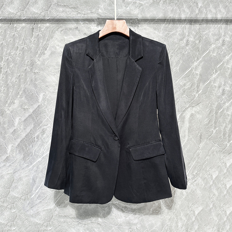 2026 New Style Sand-Washed Cupro Silk Single-Button Blazer Versatile Stylish Jacket Trendy High-End Suit