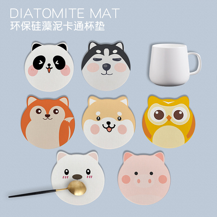 Light extravagant white animal kieselguhr cup cushion absorbent cool cushion moisture-proof silicon algae puree tea heat insulation cushion custom-made coffee mat