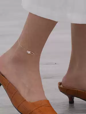 14K gold bag light luxury original design zircon pin adjustable female Pearl feet refined ankle chain adjustable