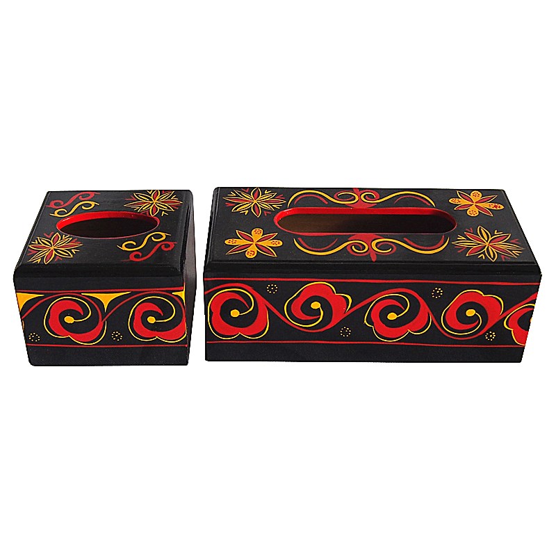 Sichuan Daliang Mountain specialty Yi folk lacquer painted handicrafts Tissue box Paper box