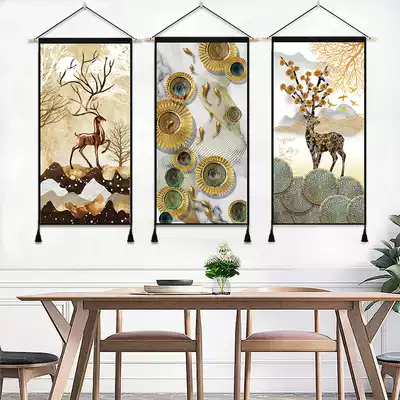 Fortune deer Chinese style Chinese style hanging painting fabric background cloth ins hanging cloth homestay decoration retro tapestry wall cloth