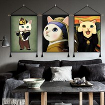 Kitty background Bins hanging cloth hangings Cloth Art Tapestry Tapestry Wallbe bedroom Healing Ensemble Cozy Bedside Girl