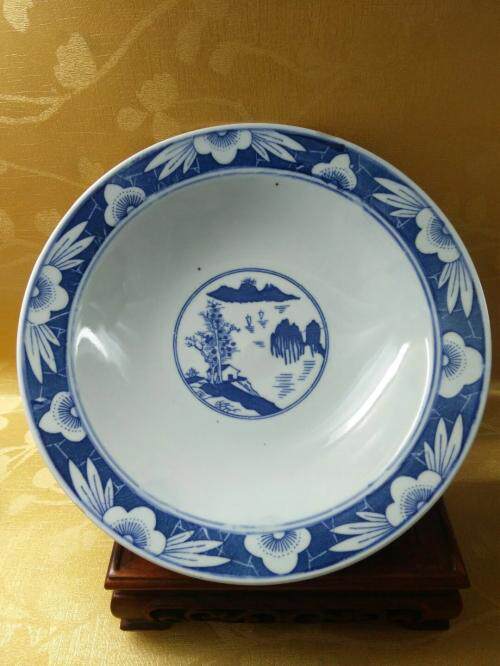 Cultural Revolution Jingdezhen People's porcelain factory goods series Samsung Tuqing Flower Big fruit tray Old porcelain tea set tableware porcelain cup