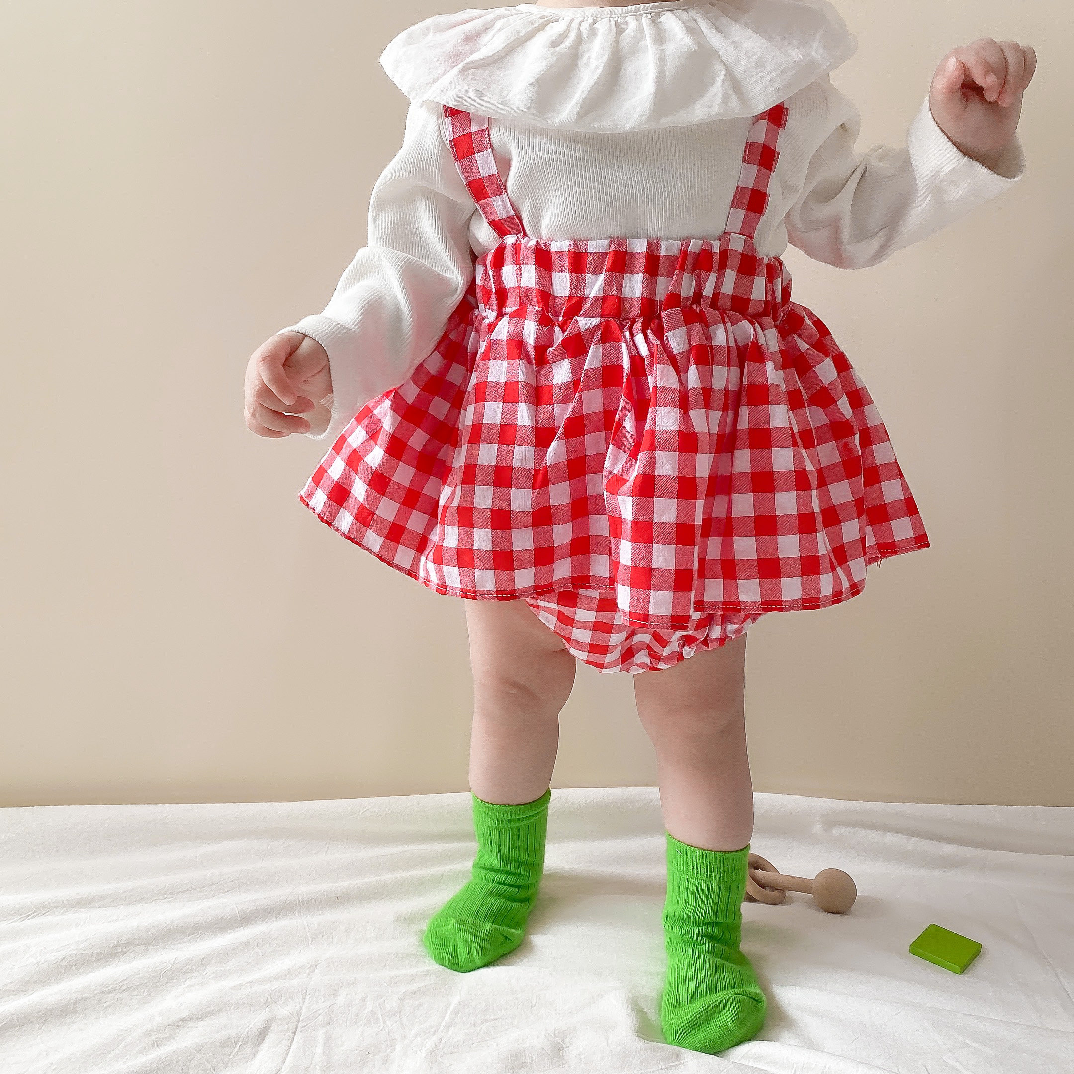 22 spring new ins and baby dolls collar bottom-shirt princess pendant with skirt Plaid Khaed Suit Woman