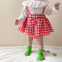 22 spring new ins and baby dolls collar bottom-shirt princess pendant with skirt Plaid Khaed Suit Woman