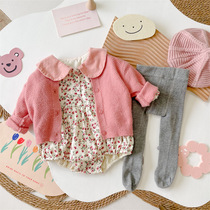 2022 Spring autumn season new female baby Tiny Broken Flower Doll Collar Conjoined Khae Baby Girls outsuit suit