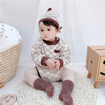 ins infant conjoined spring autumn men and women treasure loving long sleeve climbing clothes princess out for foreign air-knitted sweatshirt halakha