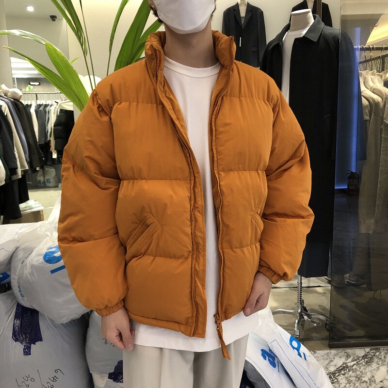 Winter cotton clothing for men and women ANAN Korea East gate new pure color trend warm minimalist collar jacket