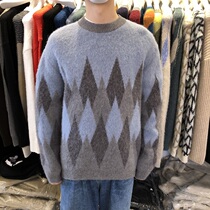 Sweater 2020 new mens ANAN Korea Dongdaemun winter warm suede rhombus texture sweater