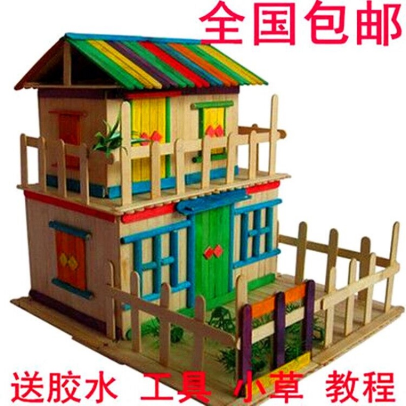 Ice cream stick diy handmade model small house building small building sand table model material popsicle stick set