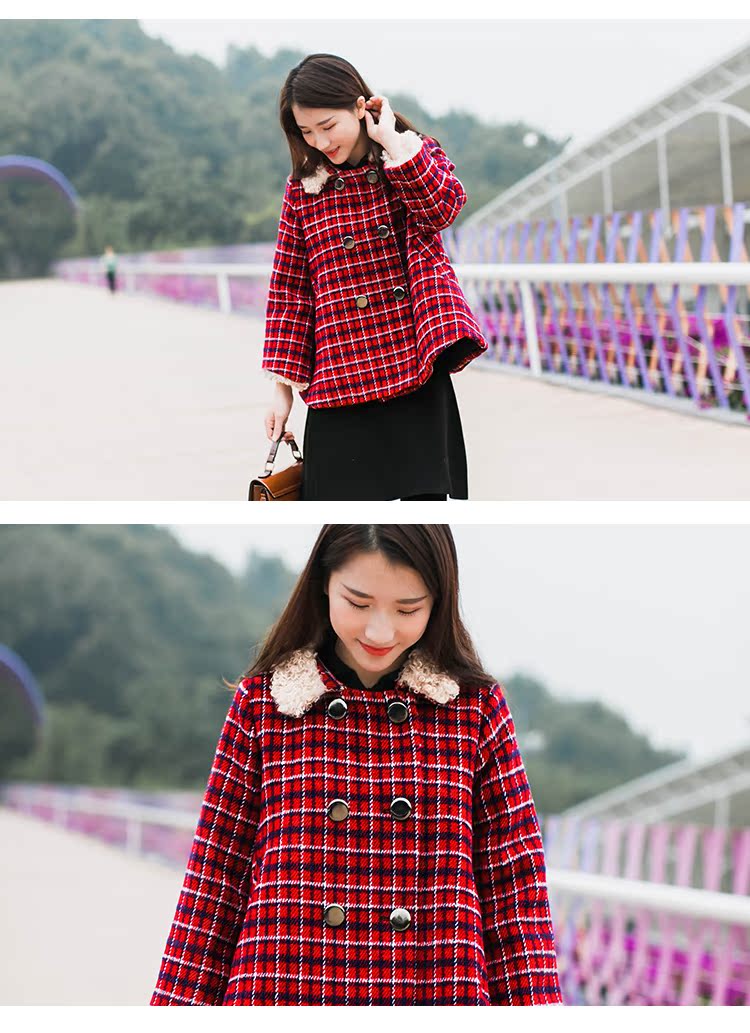 Vintage áo khoác lửng nữ sinh viên mùa đông ăn mặc dày áo choàng ngọt ngào kiểu cổ áo cừu cổ áo len ngắn áo khoác adidas nữ