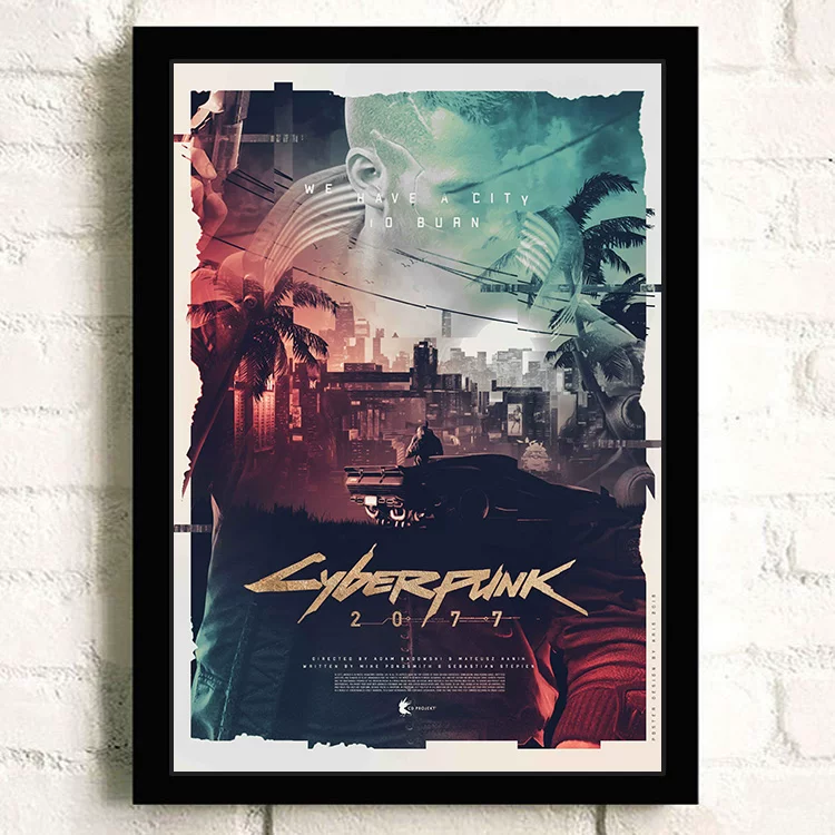 Постер киберпанк 2077 видеоигра Интернет-кафе периферия настенный стикер настенное украшение висячая картина настенная наклейка общежитие фоторамка