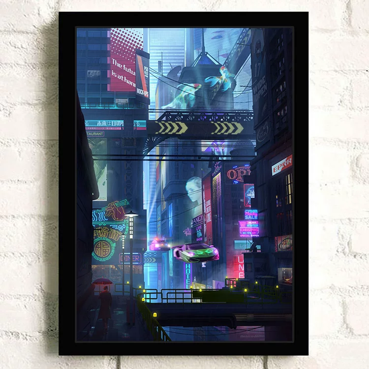 Постер киберпанк 2077 видеоигра Интернет-кафе периферия настенный стикер настенное украшение висячая картина настенная наклейка общежитие фоторамка