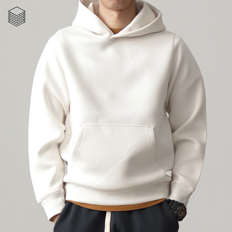 Air Layer Hooded Sweatshirt for Men, American Style, Heavyweight, High-End Space Cotton, Solid Color, Sports Casual Jacket, Hoodie, Spring and Autumn Style