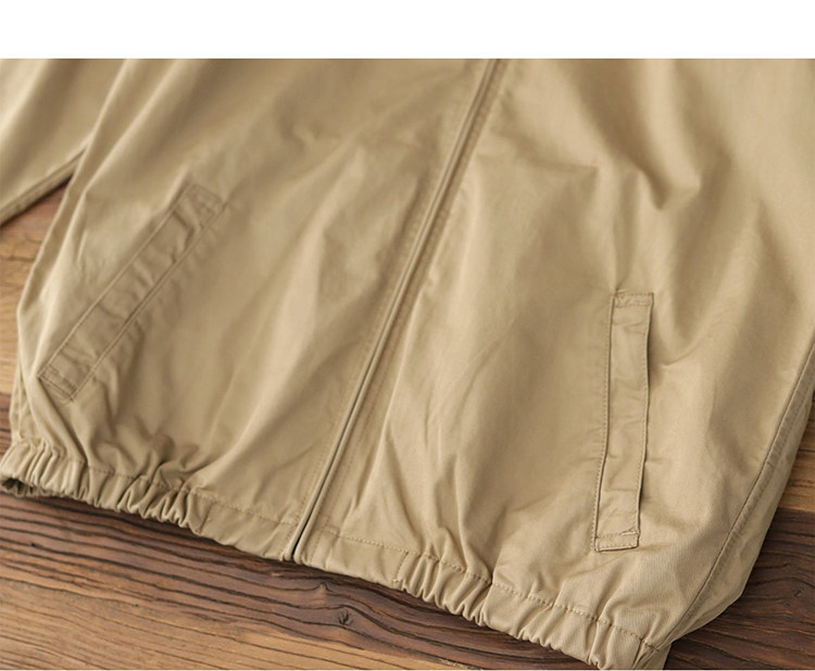 100% cotton vintage short zip-up lapel cotton cargo jacket jacket for men Spring and autumn